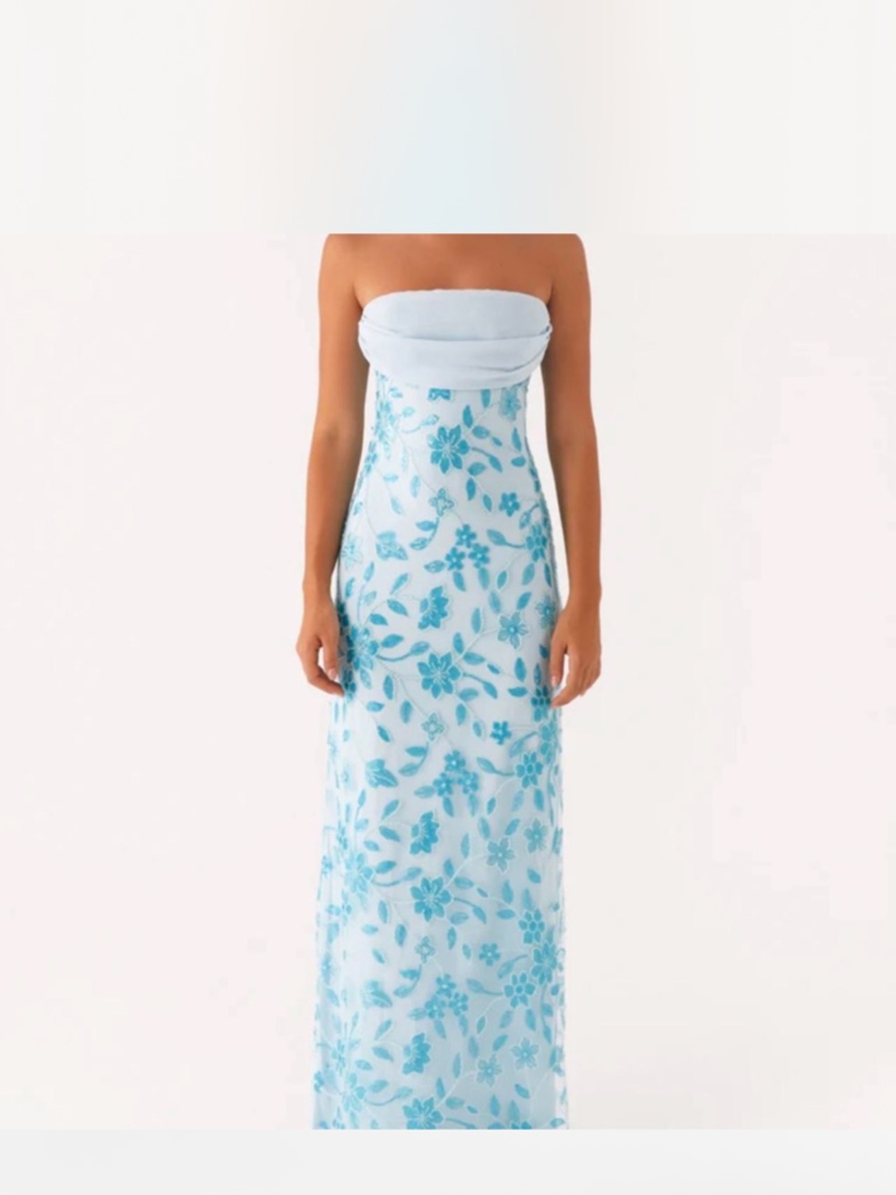 Peppermayo Strapless Blue Prism Beaded Maxi Dress - Picture 1 of 6